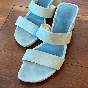 ZARA BABY BLUE SUEDE SANDALS SLIDES